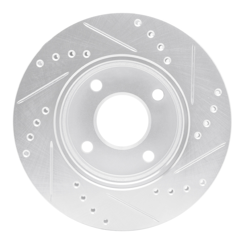 Ford Ikon Brake Rotor (1) - Front Left - R1 Concepts - Drilled & Slotted - Silver - `00-`15